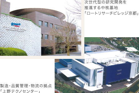 次世代型の研究開発を推進する中核基地「ロートリサーチビレッジ京都」/製造・品質管理・物流の拠点「上野テクノセンター」